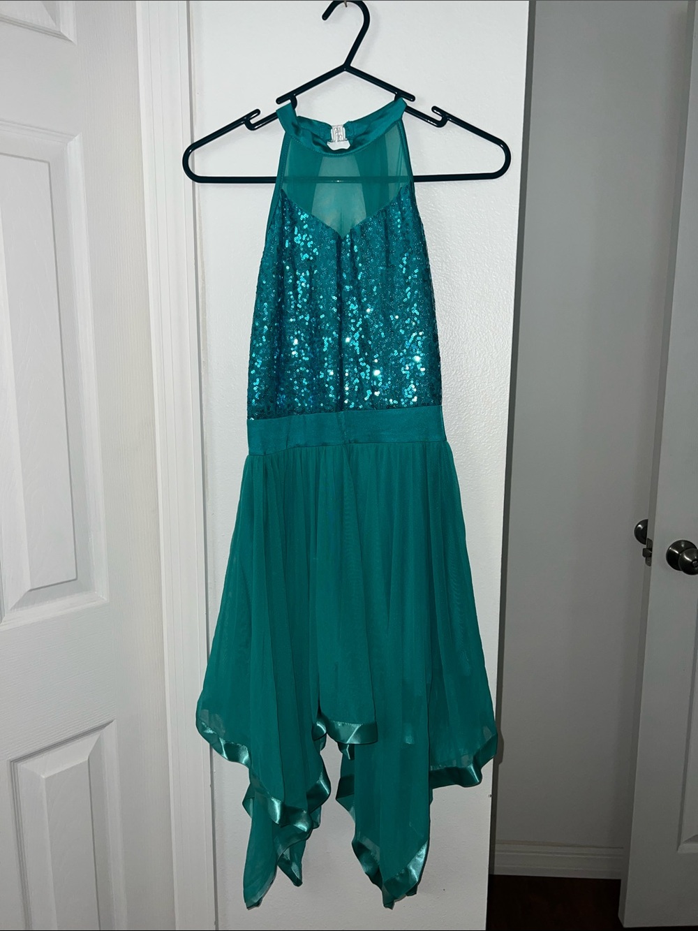 NWT Teal Sequin Halter Dress
